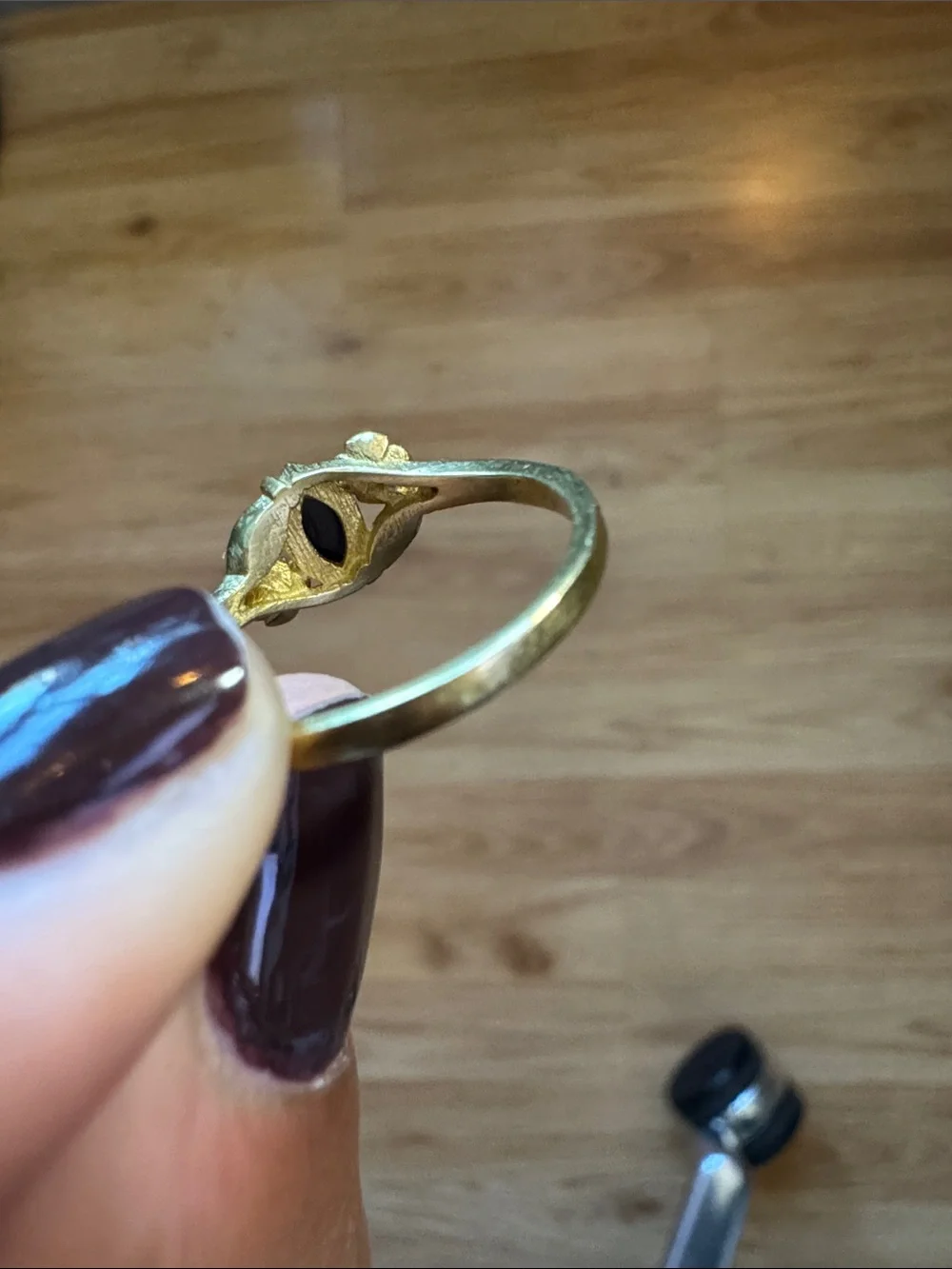 Brass & Onyx Stone Floral Ring Set ✨ never used
